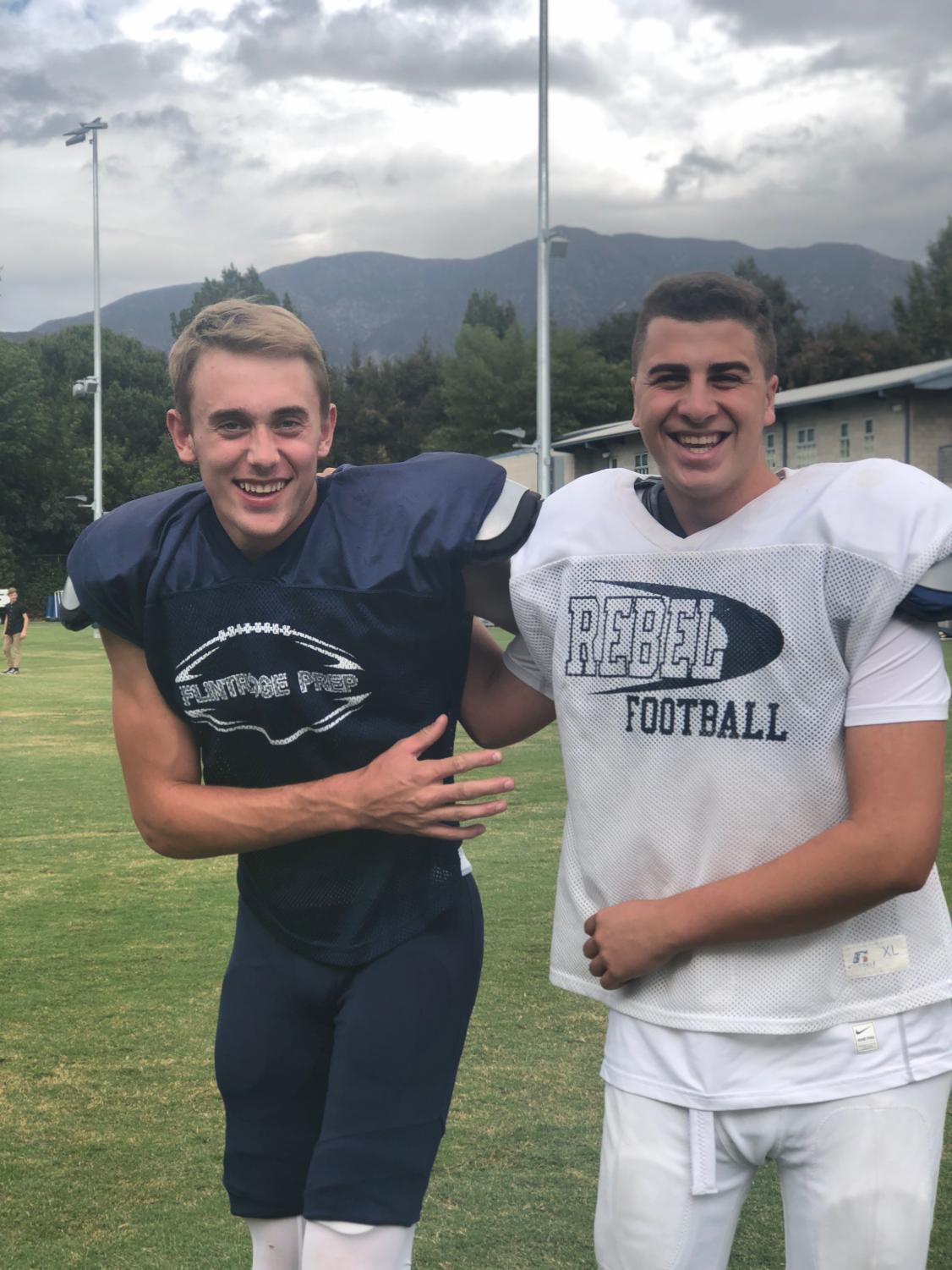 Ben Grable '20 and Ben Sacks '19 smile for a picture before practice.