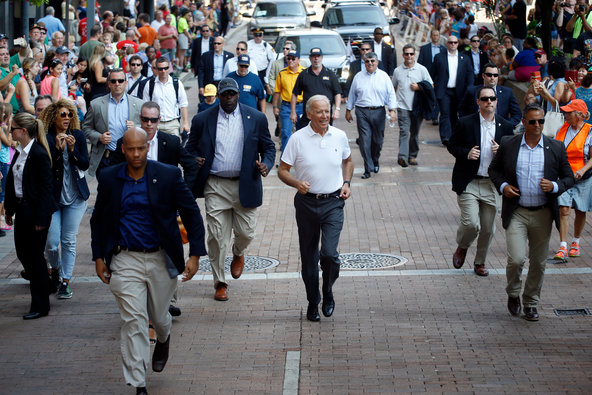 Joe Biden running at the Pittsburgh Labor Day Parade.