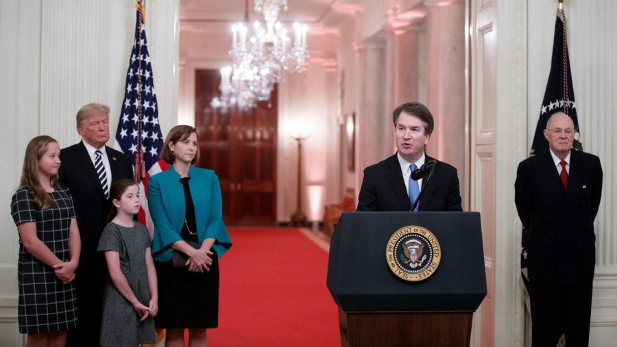 Kavanaugh speaks at his confirmation. 