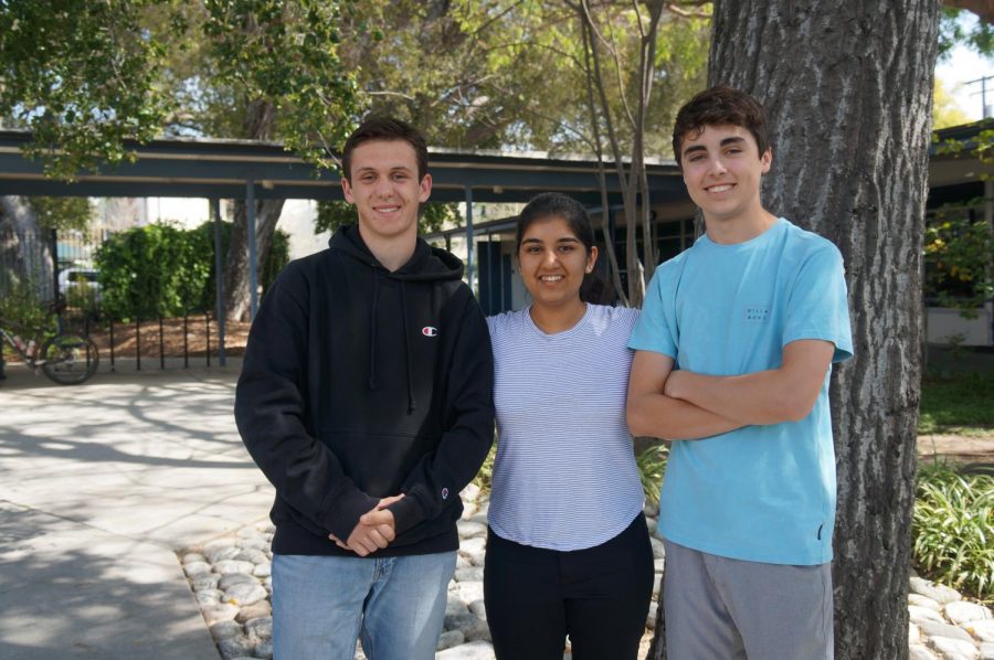 2019-2020 Senate Commissioners. From left to right: Nick Klatsky 20, Maya Khurana 20, and James Dixon 21.