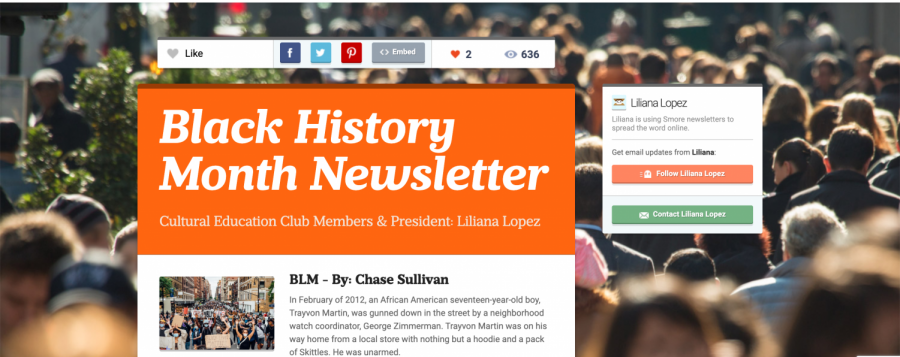 Black History Month Newsletter -- Cultural Education Club