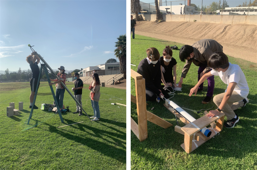 Prep JPL Space Academy students test their launchers.